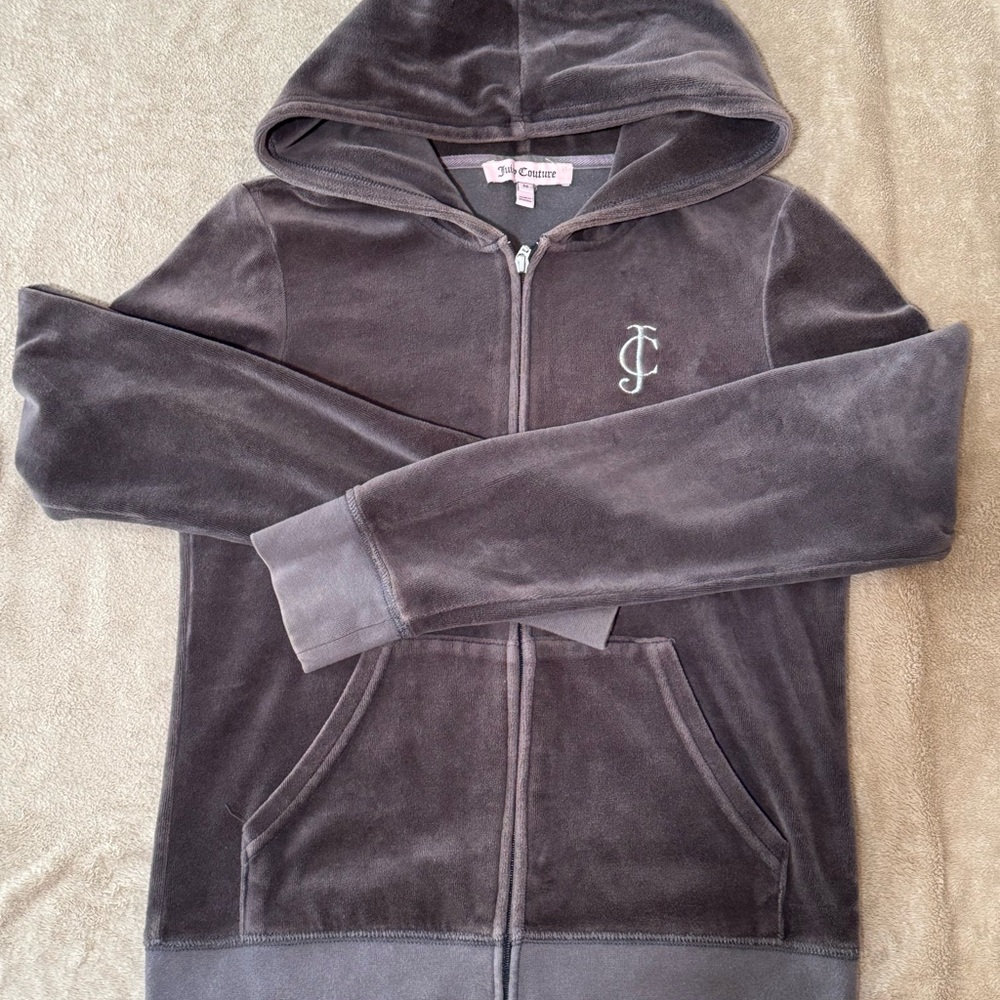 Vintage Juicy Couture Brown Zipped Hoodie Sz M  Made in USA